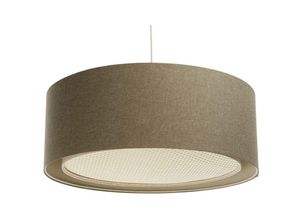 5906742030143 - Bps Koncept - 06A-021-40 Hängeleuchte boho elegant E27 1x40W Stoff strukturiert auf PVC-Kunststoff mit Rattan Diffusor beige creme H90cm Ø40cm