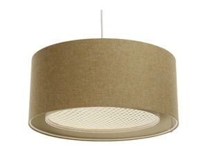 5906742030204 - Bps Koncept - 06A-023-40 Hängeleuchte boho elegant E27 1x40W Stoff strukturiert auf PVC-Kunststoff mit Rattan Diffusor braun creme H90cm Ø40cm