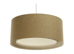 5906742030211 - 06A-023-50 Hängeleuchte boho elegant E27 1x40W Stoff strukturiert auf PVC-Kunststoff mit Rattan Diffusor braun creme H90cm Ø50cm dimmbar - Bps