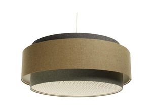 5906742030921 - DUM-055 Hängeleuchte boho elegant E27 1x40W Stoff strukturiert auf PVC-Kunststoff mit Rattan Diffusor grau braun H95cm Ø60cm dimmbar - Bps Koncept