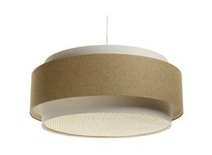 5906742030938 - DUM-056 Hängeleuchte boho elegant E27 1x40W Stoff strukturiert auf PVC-Kunststoff mit Rattan Diffusor weiß braun H95cm Ø60cm dimmbar - Bps Koncept