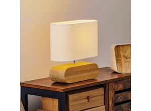 5907500156518 - Tischleuchte Marinna weiß Höhe 31 cm Textil Eichenholz