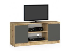 5907504380667 - Abamihome - Fernsehkommode K-120 | ein offenes Regalfach | 2 Ablagen mit Türen links und rechts | H55 x B120 x T40 cm | Gewicht 30 kg | Gewicht 30 kg