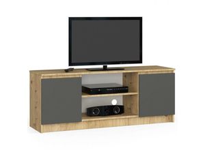 5907504380674 - Abamihome - Fernsehkommode K-140 | ein offenes Regalfach | 2 Ablagen mit Türen links und rechts | H55 x B140 x T40 cm | Gewicht 30 kg | Gewicht 40 kg