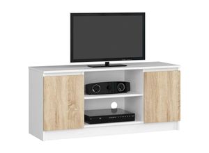 5907504381916 - Abamihome - Fernsehkommode K-120 | ein offenes Regalfach | 2 Ablagen mit Türen links und rechts | H55 x B120 x T40 cm | Gewicht 30 kg | Gewicht 30 kg