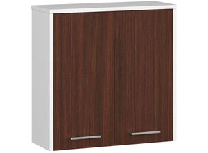 5907504389257 - Abamihome - Badezimmerschrank an der Wand hängen 60 cm W60 Ende Matte Weiß   Wenge 2 Regale 1 Schubladen 2 Türen1