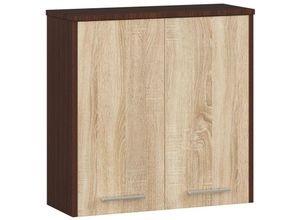 5907504389295 - Abamihome - Hängender Badezimmerschrank akord fin Wenge 60 cm 2 Türen 2 Ebenen Front Sonoma-Eiche B60 x H60 x T225 cm