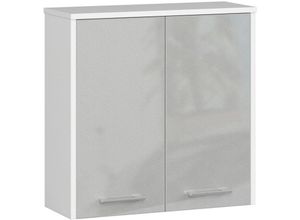 5907504389318 - Akord - Badezimmerschrank an der Wand hängen 60 cm W60 Ende Matte Weiß   Silber 2 Regale 1 Schubladen 2 Türen1