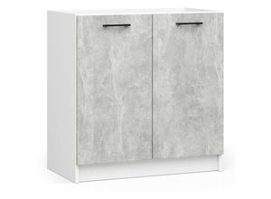 5907512214596 - Akord - Küchenschrank oliwia modular S80 Unterschrank für Küchenspüle Weiß 80 cm 2 Türen Regal Front Beton B80 x H82 x T46 cm