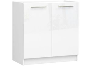 5907512214602 - Küchenschrank Akord oliwia modular S80 Unterschrank für Küchenspüle Weiß 80 cm 2 Türen Regal Front Weiß Hochglanz B80 x H82 x T46 cm