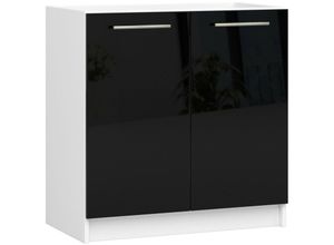 5907512214619 - Akord - Küchenschrank oliwia modular S80 Unterschrank für Küchenspüle Weiß 80 cm 2 Türen Regal Front Schwarz Hochglanz B80 x H82 x T46 cm