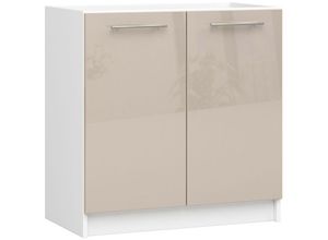 5907512214633 - Akord - Küchenschrank oliwia modular S80 Unterschrank für Küchenspüle Weiß 80 cm 2 Türen Regal Front Cappuccino Hochglanz B80 x H82 x T46 cm