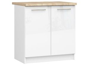 5907512214749 - Küchenschrank Akord lima modular S80 Unterschrank mit Arbeitsplatte Weiß 80 cm 2 Türen 2 Ebenen Front Weiß Hochglanz B80 x H85 x T46 cm