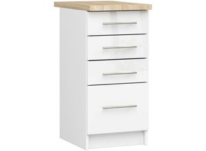 5907512214886 - Akord - Küchenschrank lima modular S40 Unterschrank mit Arbeitsplatte Weiß 40 cm 4 Schubladen Front Weiß Hochglanz B40 x H85 x T46 cm