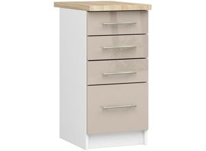 5907512214916 - Akord - Küchenschrank lima modular S40 Unterschrank mit Arbeitsplatte Weiß 40 cm 4 Schubladen Front Cappuccino Hochglanz B40 x H85 x T46 cm