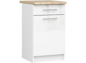 5907512214954 - Küchenschrank Akord lima modular S50 Unterschrank mit Arbeitsplatte Weiß 50 cm Tür Schublade 2 Ebenen Front Weiß Hochglanz B50 x H85 x T46 cm