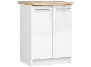 5907512215029 - Akord - Küchenschrank lima modular S60 Unterschrank mit Arbeitsplatte Weiß 60 cm 2 Türen 2 Ebenen Front Weiß Hochglanz B60 x H85 x T46 cm