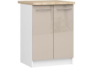 5907512215050 - Küchenschrank AKORD LIMA modular S60 Unterschrank mit Arbeitsplatte Weiß 60 cm 2 Türen 2 Ebenen Front Cappuccino Hochglanz B60 x H85 x T46 cm