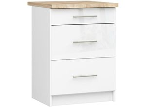 5907512215098 - Akord - Küchenschrank lima modular S60 Unterschrank mit Arbeitsplatte Weiß 60 cm 3 Schubladen Front Weiß Hochglanz B60 x H85 x T46 cm