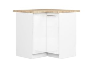 5907512215166 - Küchenschrank Akord lima modular S90 Unterschrank für die Ecke der Küche mit Arbeitsplatte Weiß 90 cm 2 Türen 2 Ebenen Front Weiß Hochglanz B90 x H85