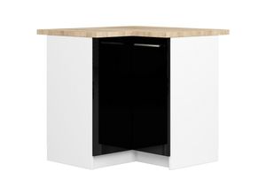 5907512215173 - Küchenschrank Akord lima modular S90 Unterschrank für die Ecke der Küche mit Arbeitsplatte Weiß 90 cm 2 Türen 2 Ebenen Front Schwarz Hochglanz B90 x