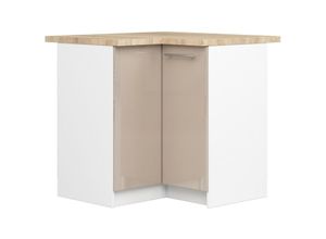 5907512215197 - Küchenschrank Akord lima modular S90 Unterschrank für die Ecke der Küche mit Arbeitsplatte Weiß 90 cm 2 Türen 2 Ebenen Front Cappuccino Hochglanz B90