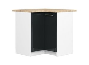 5907512215210 - Küchenschrank Akord lima modular S90 Unterschrank für die Ecke der Küche mit Arbeitsplatte Weiß 90 cm 2 Türen 2 Ebenen Front Graphit Hochglanz B90 x