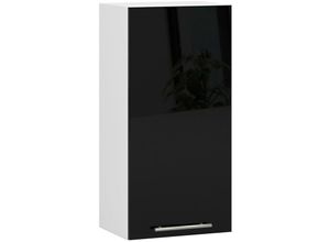 5907512215524 - Akord - Hängeschrank Küchenschrank oliwia modular W40 Weiß 40 cm Tür 2 Ebenen Front Schwarz Hochglanz B40 x H72 x T30 cm