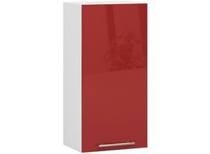 5907512215531 - Akord - Hängeschrank Küchenschrank oliwia modular W40 Weiß 40 cm Tür 2 Ebenen Front Rot Glanz B40 x H72 x T30 cm