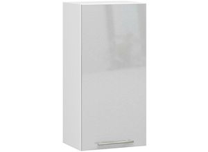 5907512215555 - Akord - Hängeschrank Küchenschrank oliwia modular W40 Weiß 40 cm Tür 2 Ebenen Front Metallisch Hochglanz B40 x H72 x T30 cm