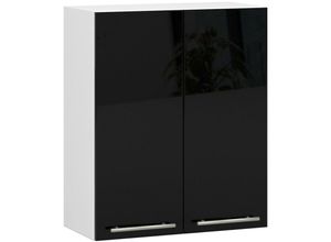 5907512215661 - Akord - Hängeschrank Küchenschrank oliwia modular W60 Weiß 60 cm 2 Türen 2 Ebenen Front Schwarz Hochglanz B60 x H72 x T30 cm