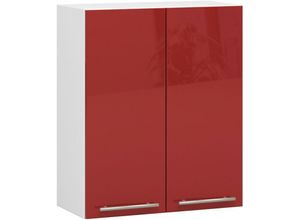 5907512215678 - Akord - Hängeschrank Küchenschrank oliwia modular W60 Weiß 60 cm 2 Türen 2 Ebenen Front Rot Glanz B60 x H72 x T30 cm