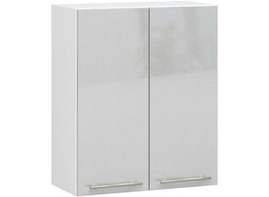 5907512215692 - Akord - Hängeschrank Küchenschrank oliwia modular W60 Weiß 60 cm 2 Türen 2 Ebenen Front Metallisch Hochglanz B60 x H72 x T30 cm