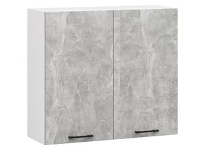 5907512215715 - Hängeschrank Küchenschrank Akord oliwia w 80 cm H720 Weiß Steingrau 2 Türen 2 Regalböden 80x72x30 cm