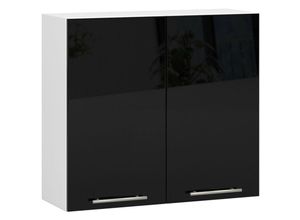 5907512215739 - Akord - Hängeschrank Küchenschrank oliwia modular W80 Weiß 80 cm 2 Türen 2 Ebenen Front Schwarz Hochglanz B80 x H72 x T30 cm