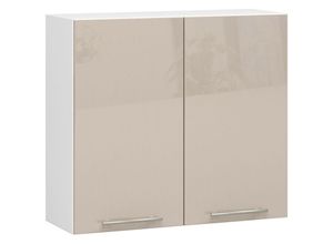 5907512215753 - Akord - Hängeschrank Küchenschrank oliwia modular W80 Weiß 80 cm 2 Türen 2 Ebenen Front Cappuccino Hochglanz B80 x H72 x T30 cm