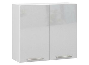 5907512215760 - Akord - Hängeschrank Küchenschrank oliwia modular W80 Weiß 80 cm 2 Türen 2 Ebenen Front Metallisch Hochglanz B80 x H72 x T30 cm