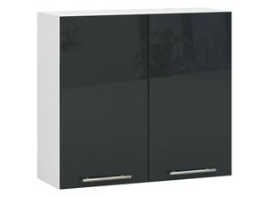 5907512215777 - Akord - Hängeschrank Küchenschrank oliwia modular W80 Weiß 80 cm 2 Türen 2 Ebenen Front Graphit Hochglanz B80 x H72 x T30 cm