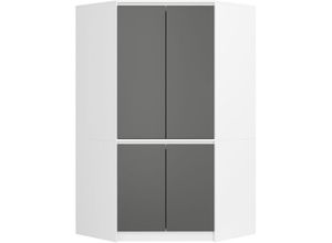 5907512218570 - Akord - Kleiderschrank Weiß 100 cm 4 Türen Front Grau 6 Regalböden B100xH180xT50 cm