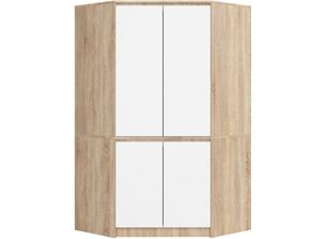 5907512218587 - Akord - Kleiderschrank Sonoma Eiche 100 cm 4 Türen Front Weiß 6 Regalböden B100xH180xT50 cm