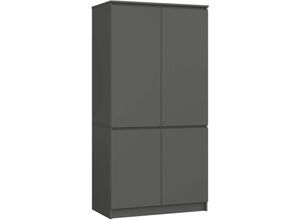 5907512218914 - Akord - Kleiderschrank S90 Graphitgrau 90 cm 4 Türen 4 Regalböden B90xH180xT51 cm