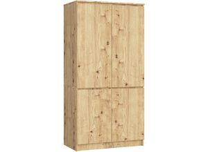 5907512218938 - Kleiderschrank Akord S90 Eiche Artisan 90 cm 4 Türen 4 Regalböden B90xH180xT51 cm