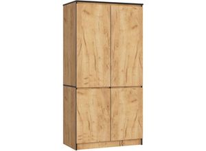 5907512218945 - Akord - Kleiderschrank S90 Eiche Craft 90 cm 4 Türen 4 Regalböden B90xH180xT51 cm