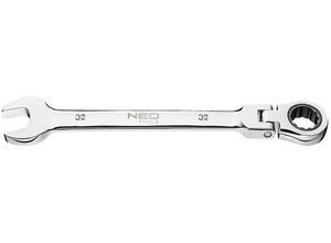 5907558424133 - Neo Tools - Ring-Maulschlüssel mit Gelenk und Ratsche CrV 25 Jahre Garantie 32mm