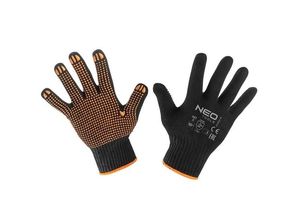 5907558448054 - Neo Tools - Arbeitshandschuhe mit Noppen schwarz orange Gr 8 - Schwarz