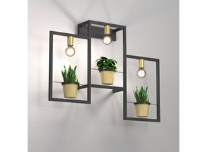 5907565953671 - Wandleuchte Flores 3-flammig schwarz gold mit Stecker