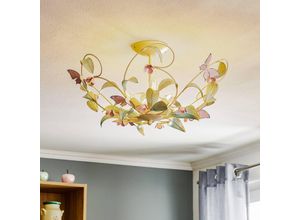 5907565962871 - Licht-erlebnisse - Florale Deckenleuchte summer Ø64cm 3-flmg - Weiß Rosa Grün