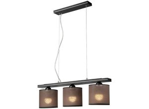 5907687425155 - Lamkur Lighting - Lamkur Sofia Stab-Pendel-Deckenleuchte mit Stoffschirm Wenge 3x E27