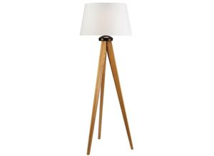 5907687435246 - Lamkur Lighting - Lamkur Aida Stehlampe mit Stoffschirm Eiche rustikal 1x E27