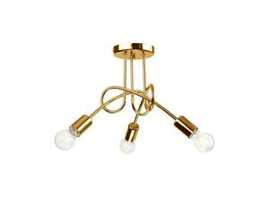 5907687436816 - Lamkur Lighting - Lamkur Camilla Flexi Camilla Multi Arm Halbbündige Deckenleuchte Golden 3x E27